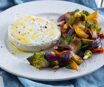 Primosale grelhado com legumes da estação