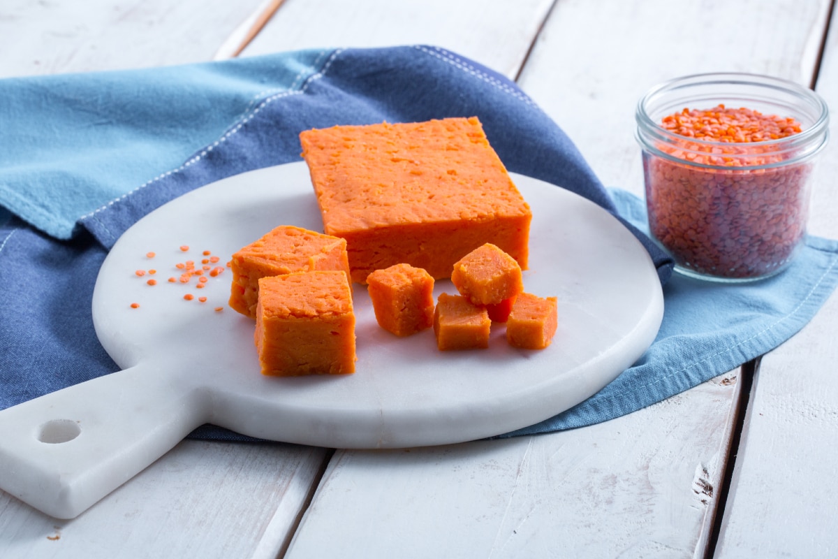 Lentil tofu de lentilhas vermelhas