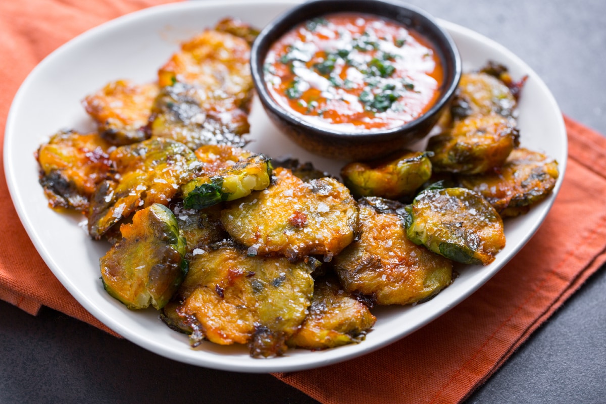 Couve-de-bruxelas esmagada ao forno