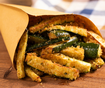 Abobrinhas na fritadeira a ar