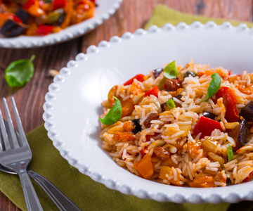 Basmati com caponata de legumes