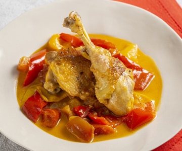 Frango com pimentões à romana