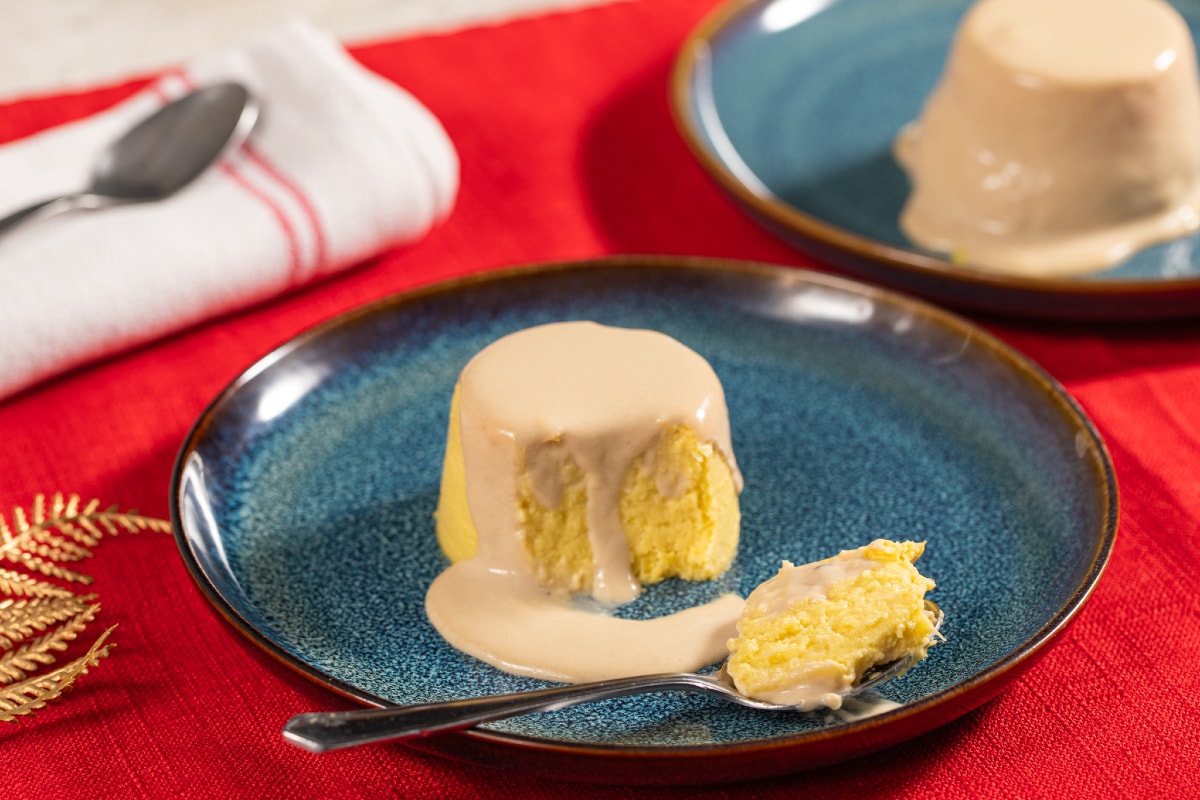 Flan de alho-poró com molho de anchovas