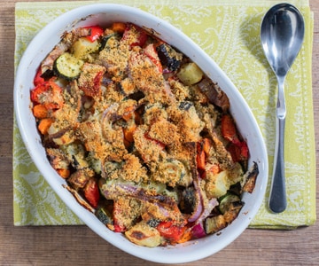 Legumes gratinados no micro-ondas