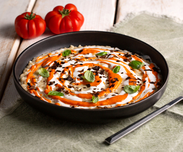 Risoto de berinjela e tomatinhos