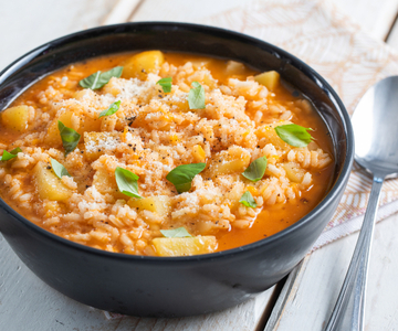 Sopa de arroz e batata