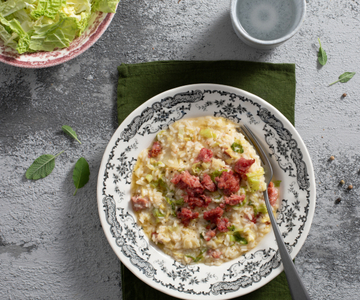 Risotto com repolho e linguiça