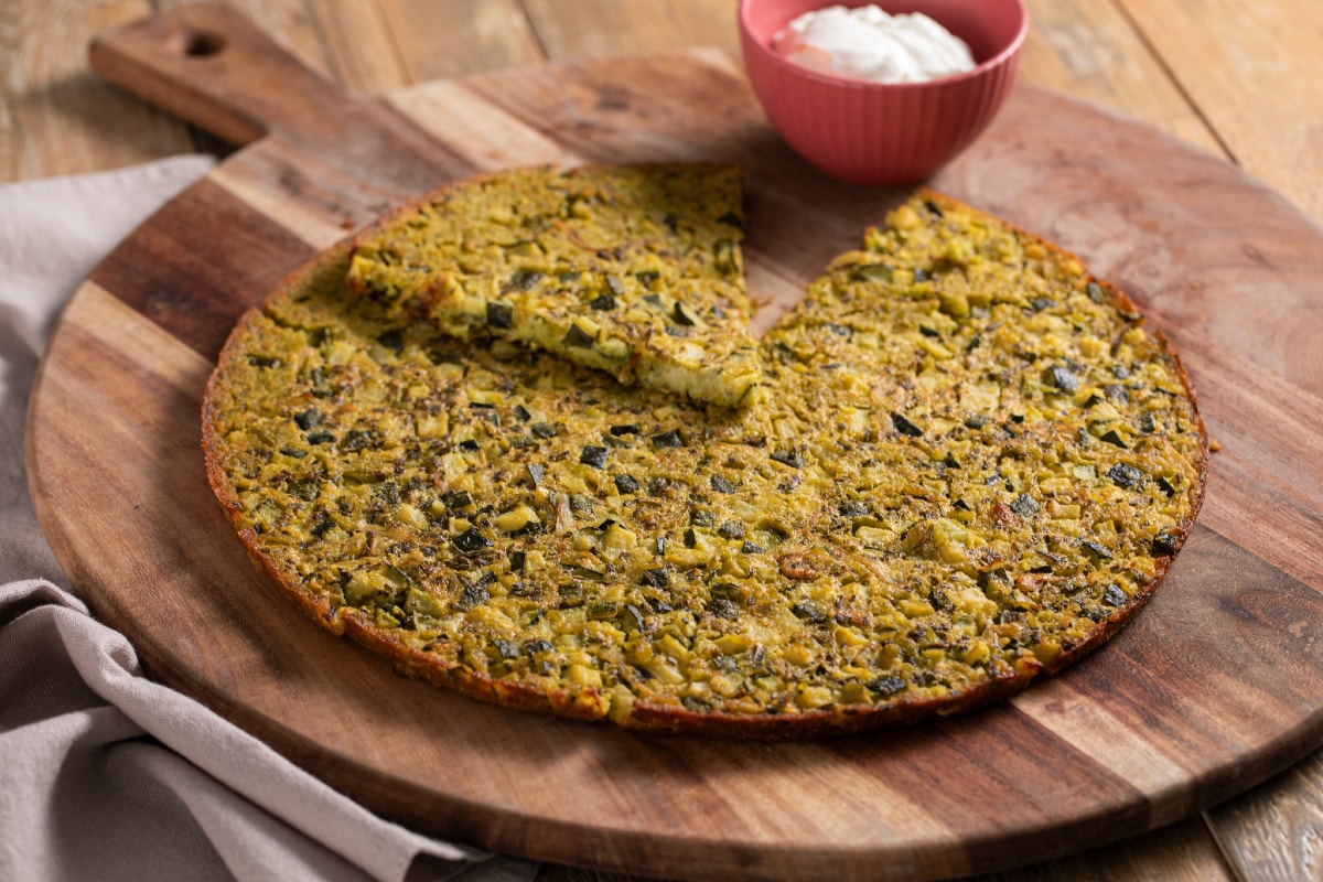 Farinata de ervilhas com abobrinhas
