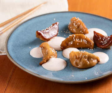 Dumpling de camarão e vegetais