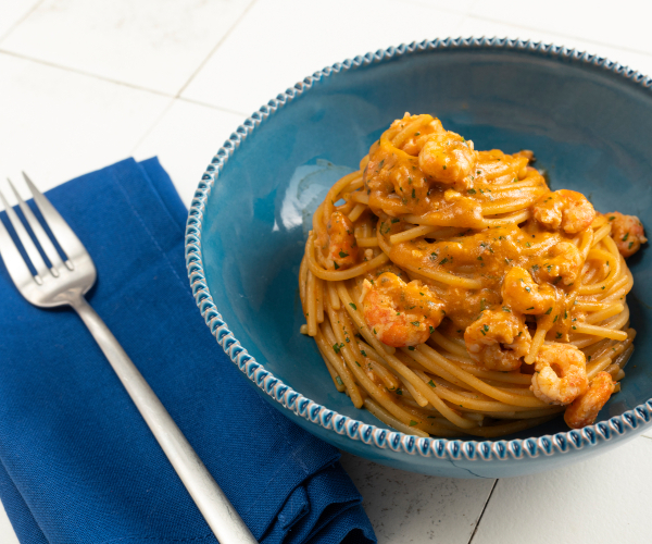 Pasta com camarões