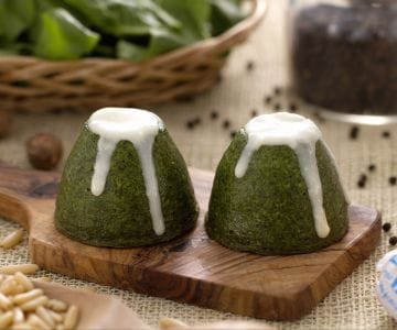 Flan de espinafre e taleggio