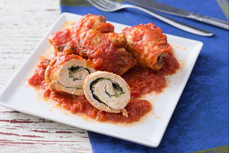 Rolinhos de peru ao molho