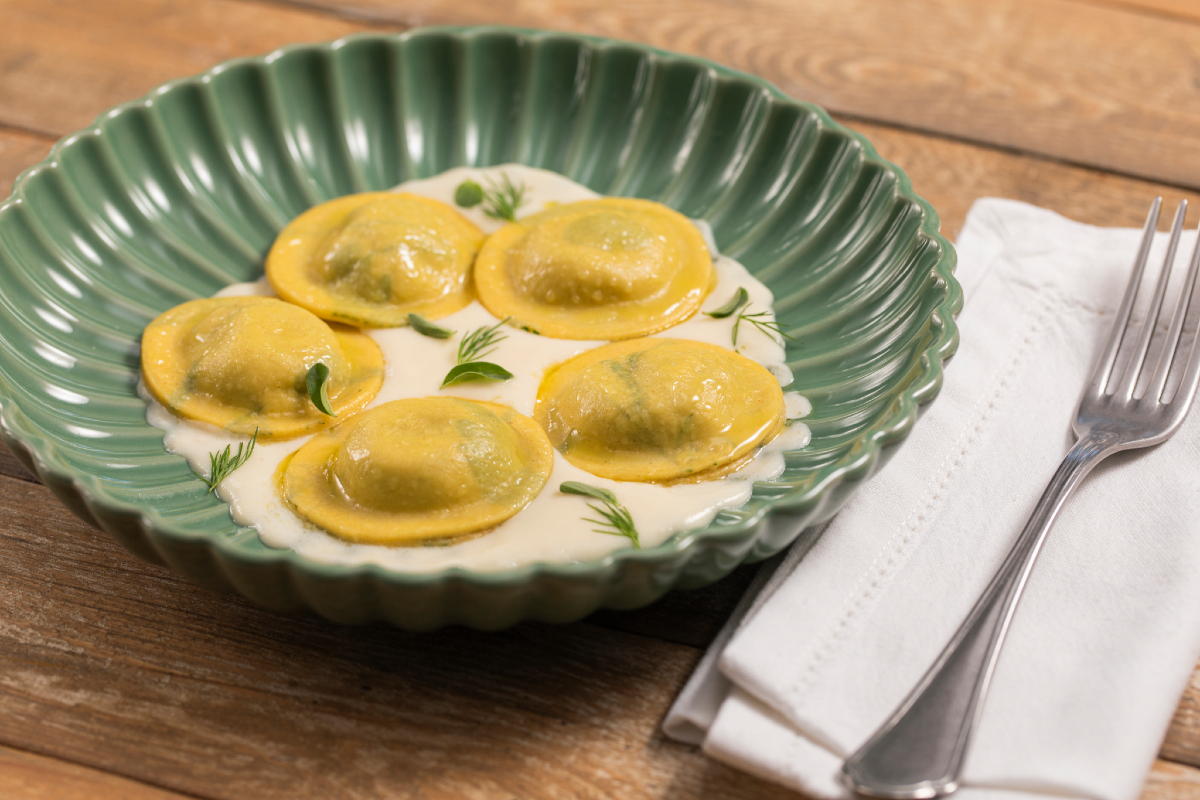 Ravioli com ervas aromáticas