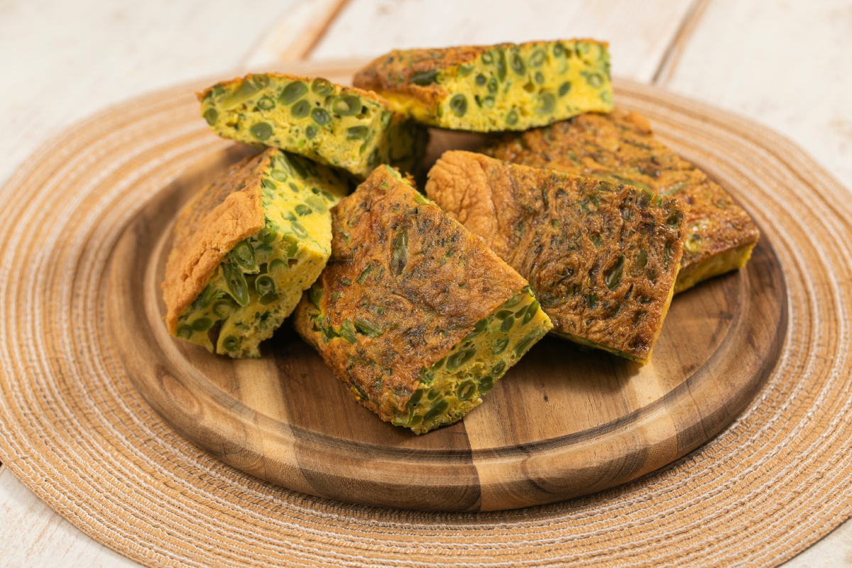 Frittata com vagem na fritadeira a ar