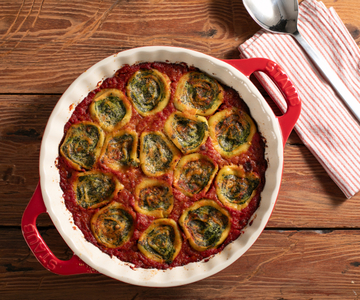 Rolinhos de massa com espinafre