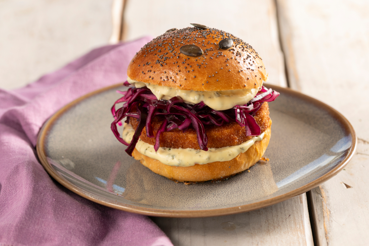 Sanduíche com bife de abóbora