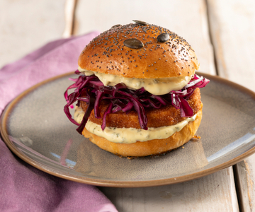 Sanduíche com bife de abóbora