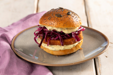 Sanduíche com bife de abóbora