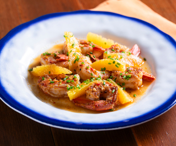 Camarões à laranja