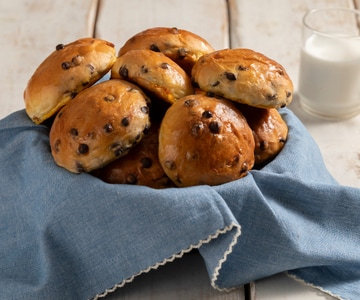 Pães com gotas de chocolate