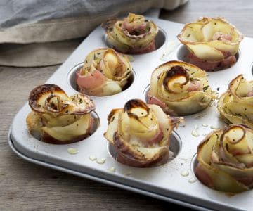 Rosas de batata e bacon
