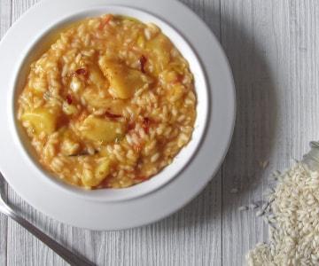 Arroz com batatas e scamorza
