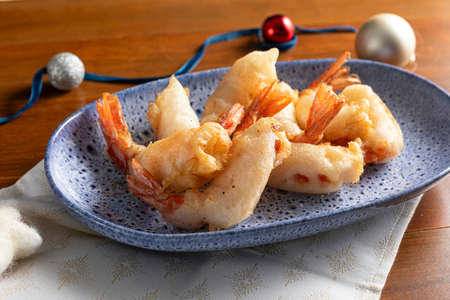 Camarões em tempura