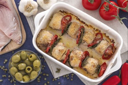 Rolinhos de peixe-espada