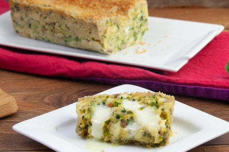 Gratinado de abobrinha com coração derretido