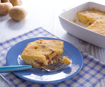 Gratinado de batata com salame