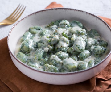 Gnocchetti verdes com gorgonzola