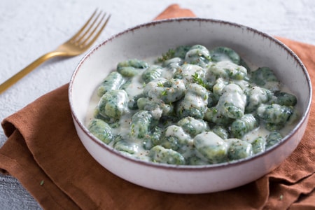 Gnocchetti verdes com gorgonzola