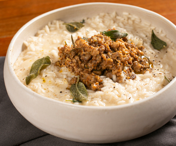 Risoto com ragu de quintal