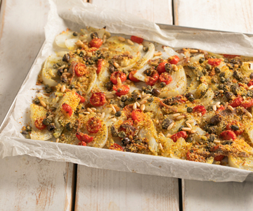 Funcho Gratinado à Mediterrânea