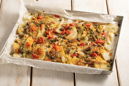 Funcho Gratinado à Mediterrânea