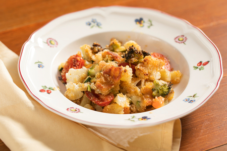 Legumes gratinados com queijo