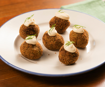 Almôndegas de agretti, aspargos e abobrinha