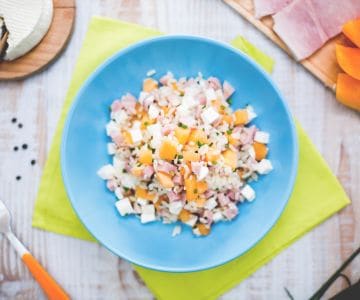 Salada de arroz com presunto e melão