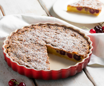 Clafoutis de cerejas sem lactose e sem glúten