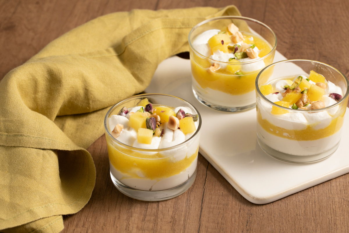 Mousse de ricota e abacaxi