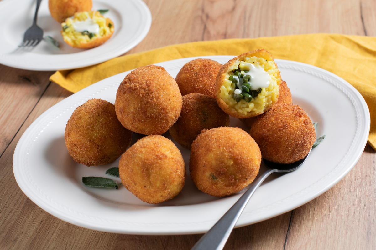 Arancini com vagem