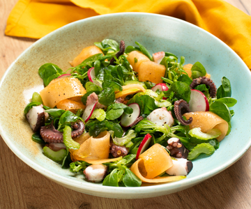 Salada de polvo com melão