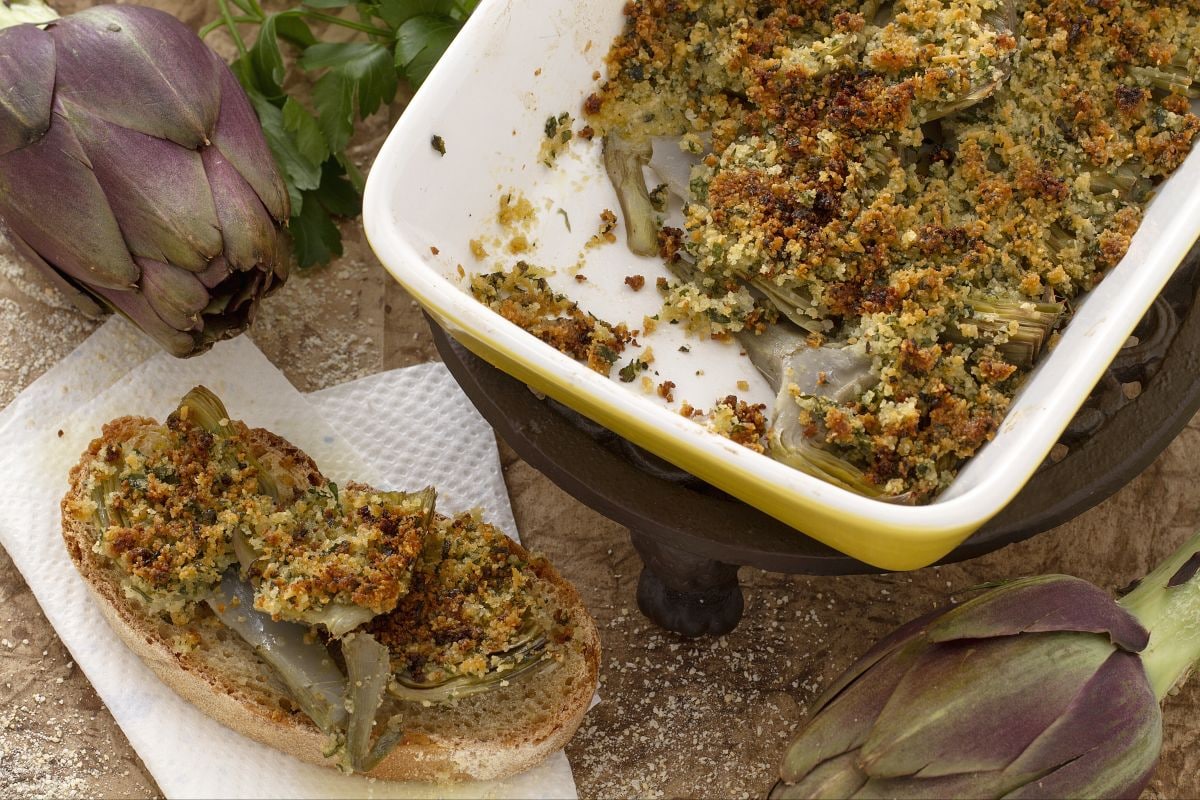 Alcachofras gratinadas