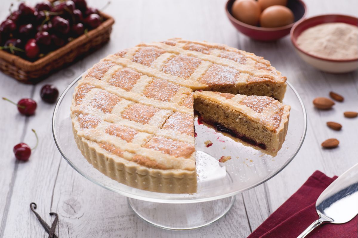 Torta de espelta e cerejas