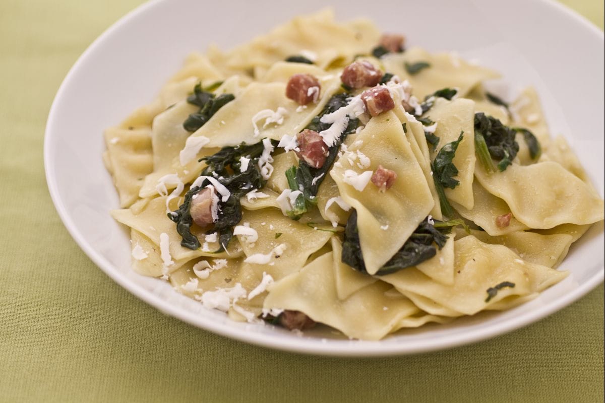Maltagliati com espinafre e ricota salgada