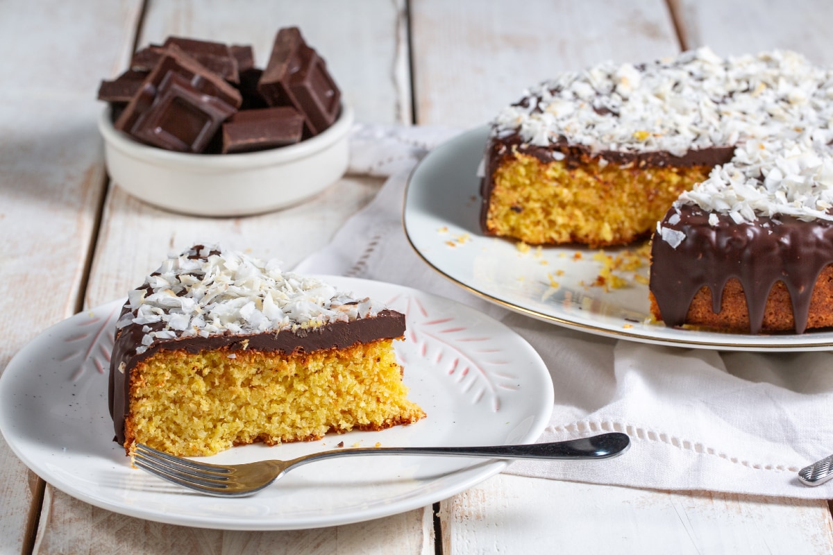 Torta de coco e chocolate