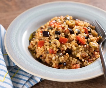 Fregola com berinjela
