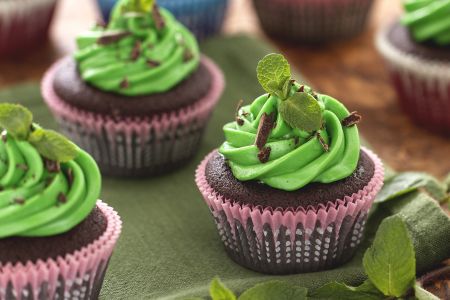 Cupcake de menta e chocolate