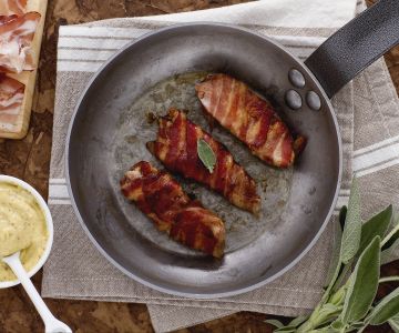 Cubinhos de peru com bacon