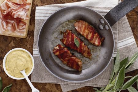 Cubinhos de peru com bacon